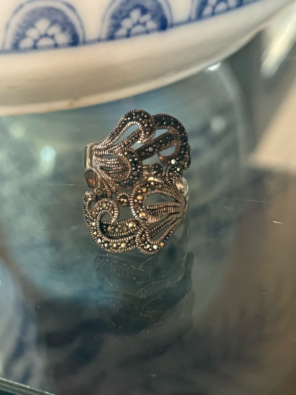 NEW Krush Kandy 925 Silver Marcasite Filigree Ring Sz 8